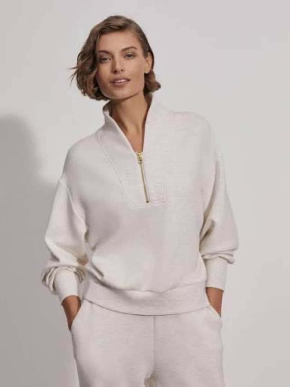 Varley Women's Davidson Sweatshirt in Ivory Marl, Size Small